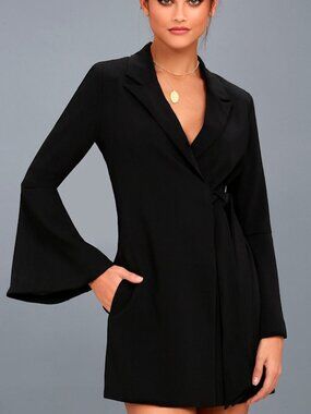 Lulus Executive Move Black Long Sleeve Blazer Dress - Size X-Small